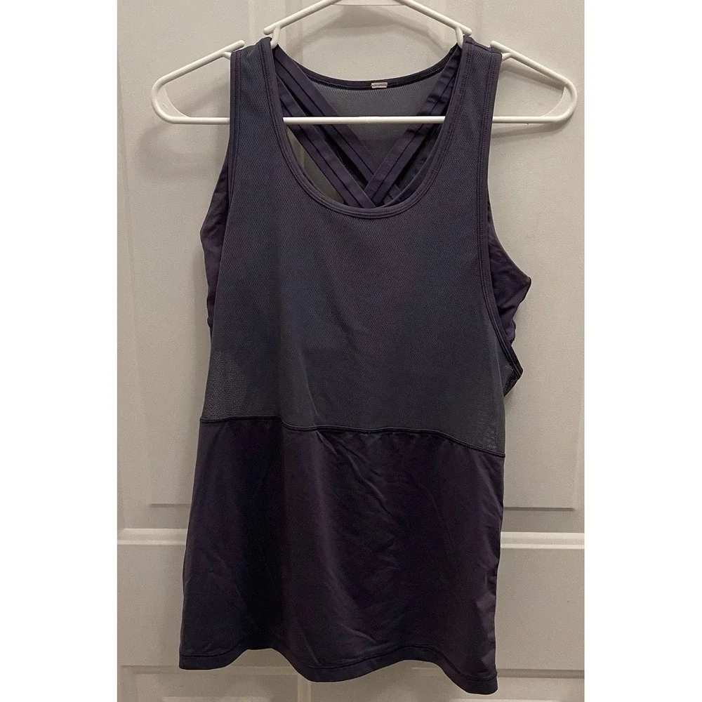 Lululemon Women's Fast As Light‎ 2 In 1 Tank Greyvy Size 8 Athleisure Gym Yoga